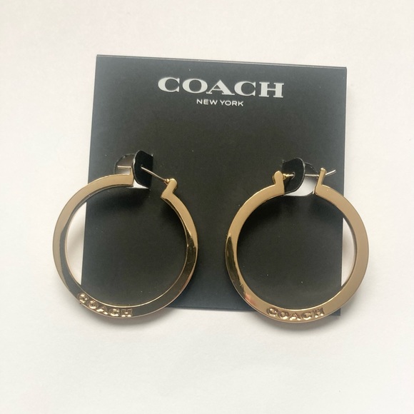 Coach Gold Hoop Earrings NEW - Picture 3 of 3